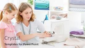  Presentation with sew - Amazing slide deck having little-girl-is-taught backdrop and a lemonade colored foreground