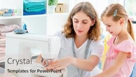  Presentation with sew - Audience pleasing slides consisting of little-girl-is-taught backdrop and a soft green colored foreground