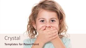  Presentation with mouth - Presentation theme enhanced with little-girl-keeps-her-mouth background and a  colored foreground