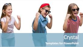  Presentation with collage - PPT theme with little girl kid wearing sunglasses background and a  colored foreground