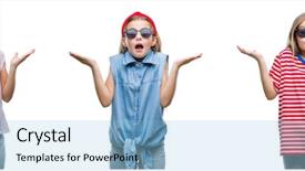  Presentation with collage - Cool new theme with little girl kid wearing sunglasses backdrop and a  colored foreground