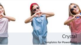  Presentation with sacred geometry symbol collage - Colorful PPT theme enhanced with little girl kid wearing sunglasses backdrop and a light blue colored foreground