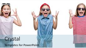  Presentation with collage - Audience pleasing slide set consisting of little girl kid wearing sunglasses backdrop and a  colored foreground