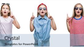  Presentation with collage - Audience pleasing PPT theme consisting of little girl kid wearing sunglasses backdrop and a  colored foreground