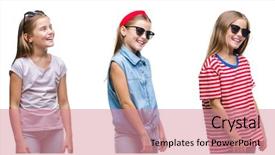  Presentation with collage - Beautiful theme featuring little girl kid wearing sunglasses backdrop and a  colored foreground