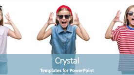  Presentation with group of three young girl - Colorful presentation theme enhanced with little girl kid wearing sunglasses backdrop and a  colored foreground