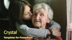  Presentation with kissing booth - Slides having little girl kissing her grandmother background and a wine colored foreground