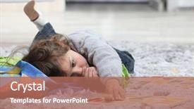  Presentation with carpet - Theme consisting of little girl laid on a carpet background and a coral colored foreground