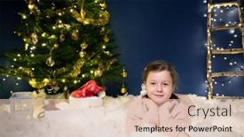  Presentation with christmas magic - Cool new slide deck with little-girl-laying-near backdrop and a lemonade colored foreground