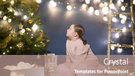  Presentation with christmas magic - Presentation design with little-girl-laying-near background and a coral colored foreground