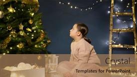  Presentation with christmas magic - PPT theme enhanced with little-girl-laying-near background and a coral colored foreground