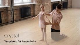  Presentation with stand - Amazing presentation theme having little-girl-learning-to-stand backdrop and a soft green colored foreground