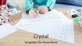  Presentation with learning outcomes - Beautiful slides featuring little girl learning to write backdrop and a lemonade colored foreground