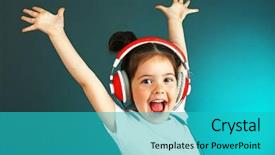  Presentation with listening - Slide deck with little girl listening to music background and a teal colored foreground