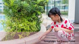 Presentation with insect - Beautiful slide deck featuring little-girl-look-at-insect backdrop and a coral colored foreground