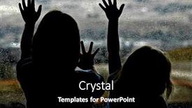  Presentation with rainy day - Presentation theme having little girl looking out window on a rainy day background and a black colored foreground