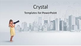  Presentation with cute - Colorful slide set enhanced with little girl looking through spyglass backdrop and a  colored foreground