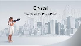  Presentation with cute - Beautiful presentation theme featuring little girl looking through spyglass backdrop and a  colored foreground