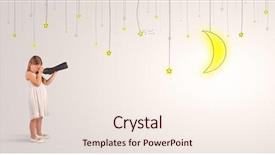  Presentation with lights through forest - Slide set with little girl looking through spyglass background and a sky blue colored foreground