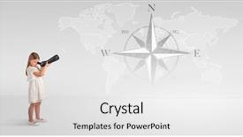  Presentation with compass map - PPT layouts having little girl looking through spyglass background and a white colored foreground