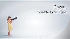  Presentation with cute - Presentation consisting of little girl looking through spyglass background and a white colored foreground