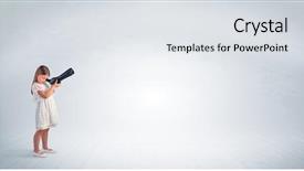  Presentation with cute - PPT theme featuring little girl looking through spyglass background and a white colored foreground
