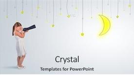  Presentation with lights through forest - Amazing presentation theme having little girl looking through spyglass backdrop and a white colored foreground