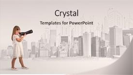  Presentation with cute - PPT theme consisting of little girl looking through spyglass background and a lemonade colored foreground