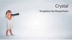  Presentation with cute - Colorful PPT theme enhanced with little girl looking through spyglass backdrop and a white colored foreground