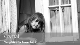  Presentation with house window - Amazing slides having little-girl-looks-out backdrop and a gray colored foreground