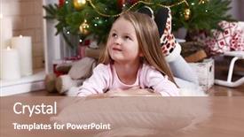  Presentation with christmas girl - Amazing presentation design having little-girl-lying-on-fur backdrop and a coral colored foreground