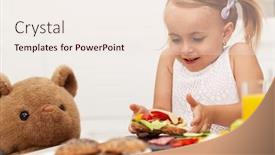  Presentation with snack - Colorful slides enhanced with little girl making a sandwich backdrop and a sky blue colored foreground