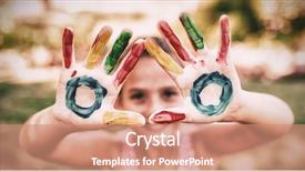  Presentation with triangle - PPT theme having little girl making a triangle background and a  colored foreground