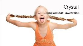  Presentation with high tech face recognition - PPT theme consisting of little girl making funny face background and a sky blue colored foreground