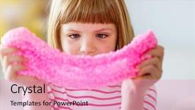  Presentation with toy - Audience pleasing presentation theme consisting of little girl making homemade slime backdrop and a coral colored foreground