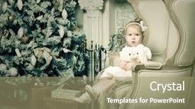  Presentation with child jumping tree - Theme with little girl near cristmass tree background and a  colored foreground