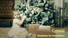  Presentation with tree and child - Colorful theme enhanced with little girl near cristmass tree backdrop and a  colored foreground