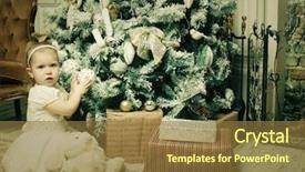  Presentation with holiday cookbook - Amazing presentation theme having little girl near cristmass tree backdrop and a  colored foreground