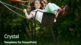  Presentation with swing - Amazing PPT layouts having happy little girl backdrop and a wine colored foreground