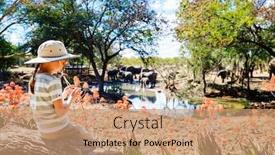  Presentation with safari - Colorful presentation enhanced with little-girl-on-african-safari backdrop and a coral colored foreground