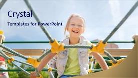  Presentation with playground - Theme enhanced with little girl on children playground background and a sky blue colored foreground