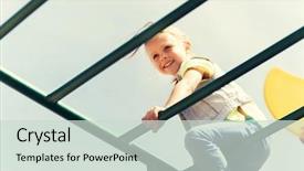  Presentation with children climbing - Audience pleasing PPT theme consisting of little girl on children playground backdrop and a soft green colored foreground
