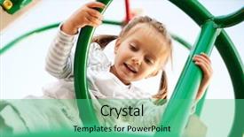  Presentation with playground - Audience pleasing presentation theme consisting of little girl on outdoor playground backdrop and a seafoam green colored foreground