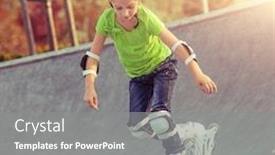  Presentation with park - Cool new presentation theme with little-girl-on-roller-skates backdrop and a gray colored foreground