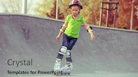  Presentation with park - Amazing slides having little girl on roller skates in helmet at a park backdrop and a light gray colored foreground