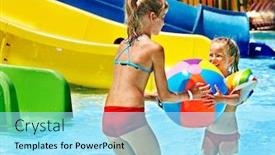  Presentation with water - Presentation design having little-girl-on-water-slide background and a arctic colored foreground