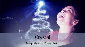  Presentation with girl design - Presentation theme featuring little girl opening a magical background and a seafoam green colored foreground