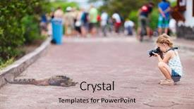  Presentation with marine - Colorful presentation enhanced with little girl photographing marine iguana backdrop and a soft green colored foreground