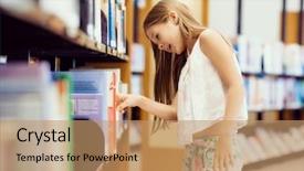  Presentation with public - Cool new PPT layouts with little girl picking a book backdrop and a coral colored foreground