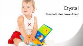  Presentation with hipster girl playing tetris game - Theme featuring little girl play with book background and a  colored foreground